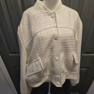 River Island Textured White Bomber Jacket